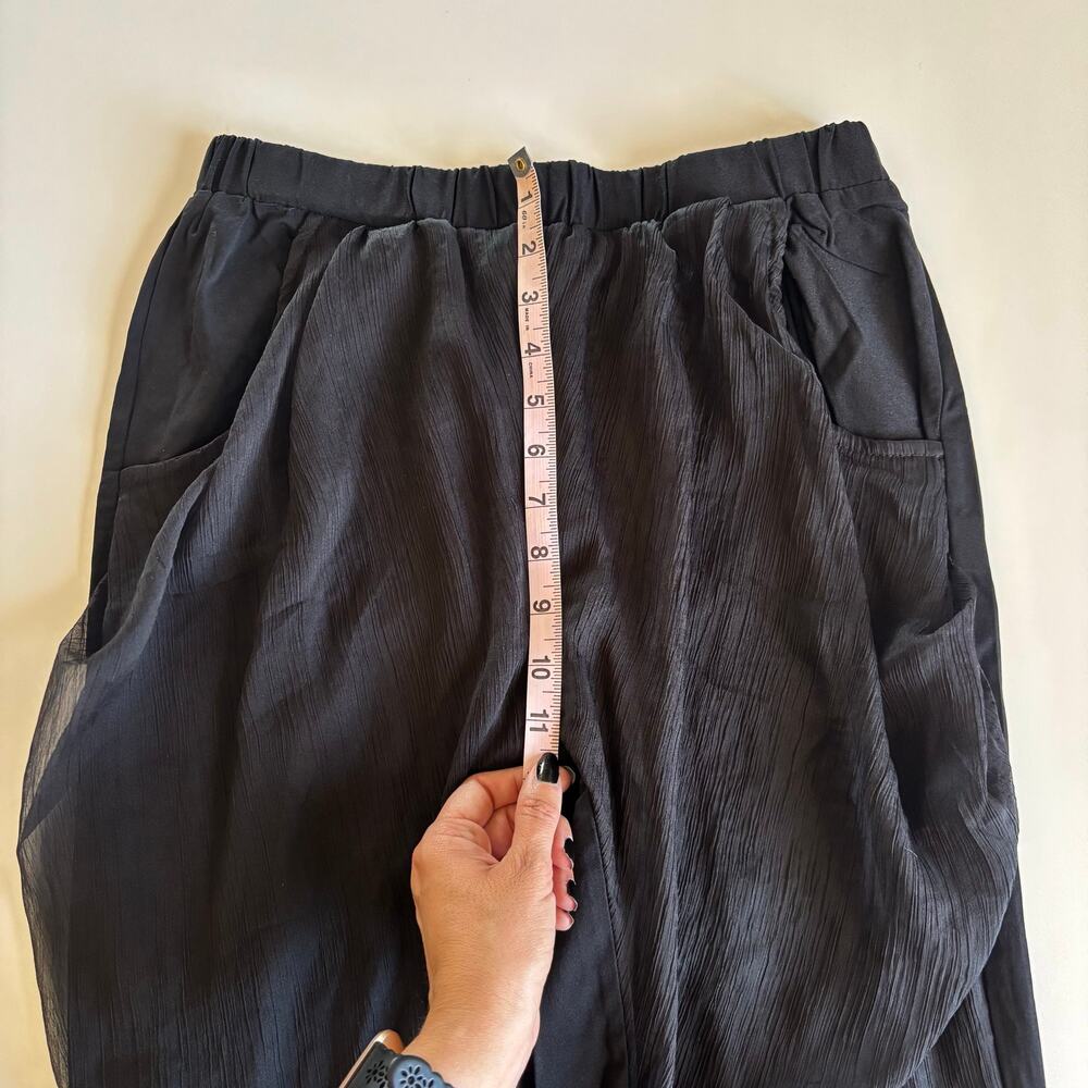 Pretty Angel Black Linen Blend Pull On Tapered Pants Womens Large Artsy Eclectic - Picture 5 of 8